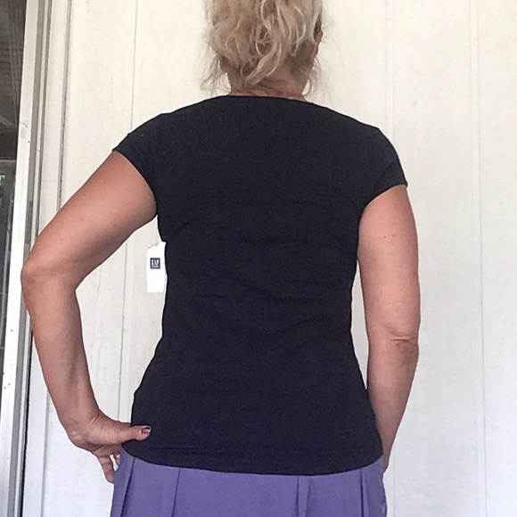 GAP FACTORY NAVY BLUE FOREVER SOFT SCOOP NECK AHORT SLEEVE TEE SHIRT NAVY XS NWT - Picture 4 of 12
